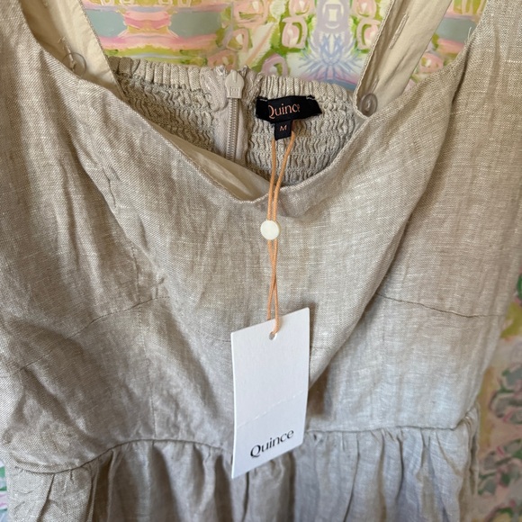 NWT Quince 100% European Linen Fit & Flare Midi Dress Flax Tan - Picture 5 of 9